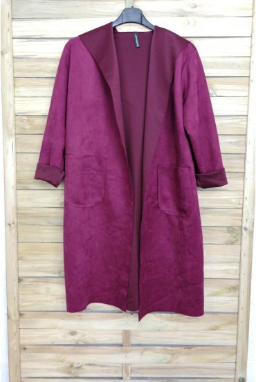 JACKET LOOK SUEDE HAS HOOD 4025 BORDEAUX