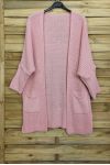 GILET OVERSIZE MAILLE 2 POCHES 4013 ROSE