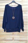 TOP VOILAGE DOUBLE + COLLIER OFFERT 4030 BLEU MARINE