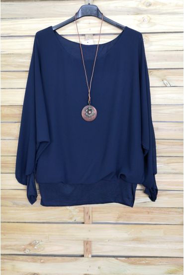 TOP VOILAGE DOUBLE + COLLIER OFFERT 4030 BLEU MARINE