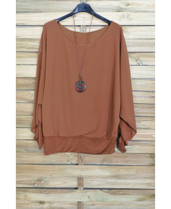 TOP VOILAGE DOUBLE + COLLIER OFFERT 4030 CAMEL