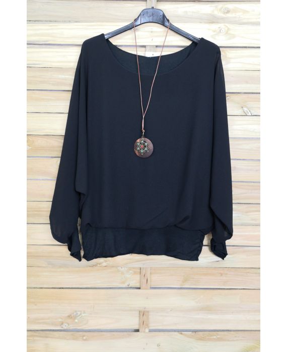 TOP VOILAGE DOUBLE + COLLIER OFFERT 4030 NOIR