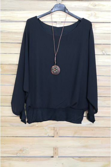 TOP VOILAGE DOUBLE + COLLIER OFFERT 4030 NOIR