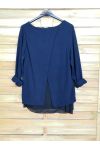 MAGLIONE OPEN BACK BI-MATERIA + COLLANA OFFERTI 4029 BLU NAVY