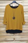 SWEATER OPEN BACK BI-MATTER + NECKLACE OFFERED 4029 MUSTARD