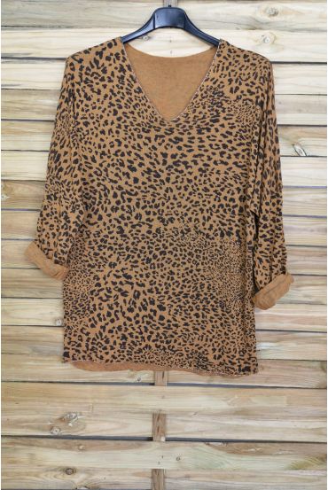 PULL FIN IRISE LEOPARD 4031 BRIQUE