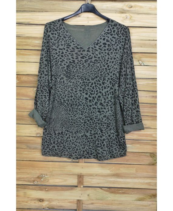 PULL FIN IRISE LEOPARD 4031 VERT MILITAIRE