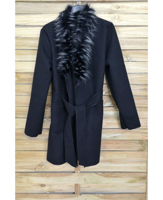 COAT FAUX FUR 4046 BLACK