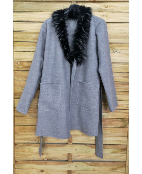 COAT FAUX FUR 4046 GREY