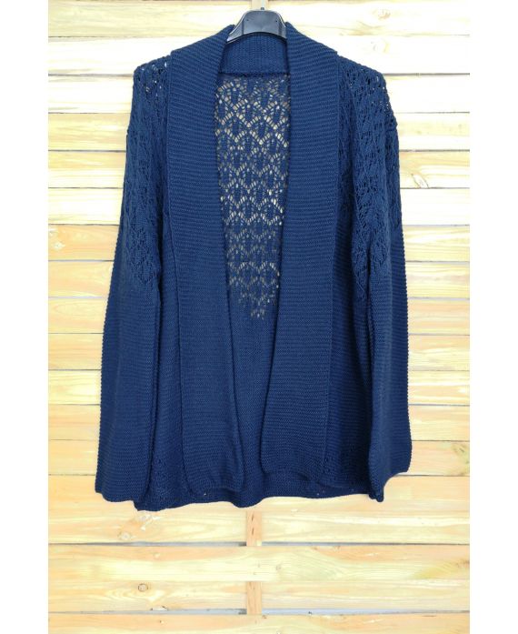 GILET IN MAGLIA AJOURE OVERSIZE 4039 BLU NAVY