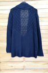 GILET IN MAGLIA AJOURE OVERSIZE 4039 BLU NAVY