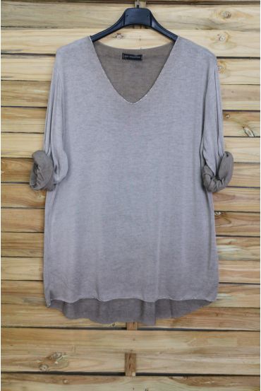 PULL FIN IRISE EFFET DELAVE 4043 TAUPE
