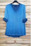 PULL FIN IRISE EFFET DELAVE 4043 BLEU