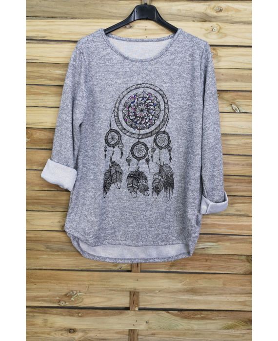 PULL FEATHERS RHINESTONES 4045 GREY