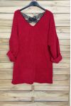 PULL DOUX OVERSIZE DOS DENTELLE CROISEE 4044 ROUGE