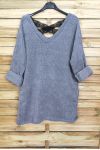 A SWEATER-SOFT, OVERSIZE BACK LACE CROSS-4044 M-GREY