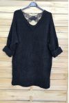 A SWEATER-SOFT, OVERSIZE BACK LACE CROSS-4044 M BLACK