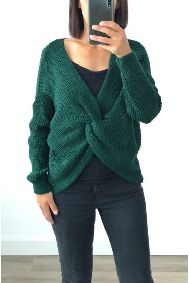 PULLOVER AUS WOLLE KREUZT 4004 GRÜN