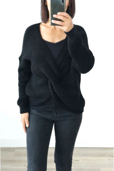 LANA PULLOVER CRUZA 4004 NEGRO