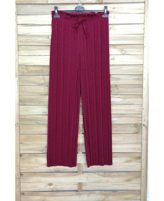 PANTALONES CON PLIEGUES LUREX 4048 DE BURDEOS