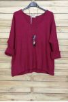 V NECK SWEATER + NECKLACE OFFERED 4052 BORDEAUX