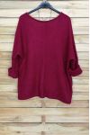 V NECK SWEATER + NECKLACE OFFERED 4052 BORDEAUX