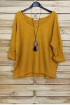 PULL COL V + COLLIER OFFERT 4052 MOUTARDE