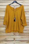 V NECK SWEATER + NECKLACE OFFERED 4052 MUSTARD