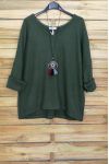 V NECK SWEATER + NECKLACE OFFERED 4052 MILITARY GREEN