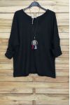 V NECK SWEATER + NECKLACE OFFERED 4052 BLACK