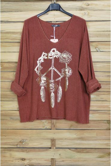 PULLOVER PEACE AND LOVE 4059 CAMEL