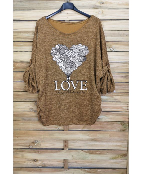 PULL IMPRIME LOVE 4063 MOUTARDE