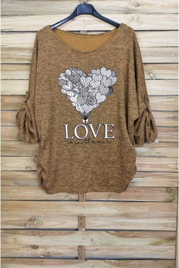 PULL IMPRIME LOVE 4063 MOUTARDE