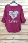 SWETER DRUKOWANIE MIŁOŚCI 4063 BORDEAUX