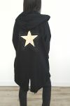 CHAQUETA DE VUELTA ESTRELLA DE DIAMANTES DE IMITACIÓN 3031 NEGRO