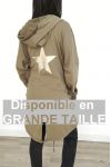 GRANDE TAILLE VESTE DOS ETOILE STRASS 4071 VERT MILITAIRE