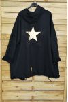 GRAN CHAQUETA DE VUELTA ESTRELLA DE DIAMANTES DE IMITACIÓN 4071 NEGRO