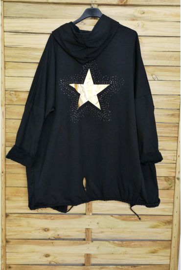 GRAN CHAQUETA DE VUELTA ESTRELLA DE DIAMANTES DE IMITACIÓN 4071 NEGRO