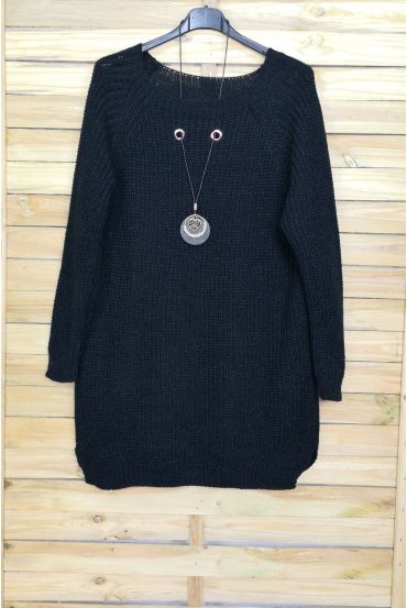 LARGE SIZE SWEATER JEWEL INTEGRATED 4096 BLACK