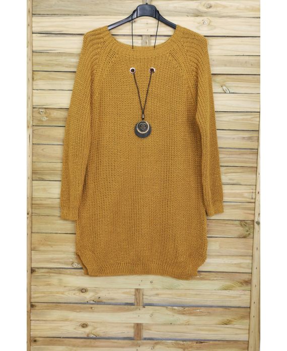 LARGE SIZE SWEATER JEWEL INTEGRATED 4096 MUSTARD