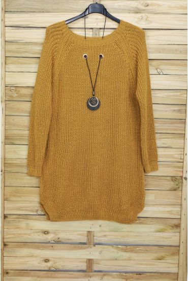 LARGE SIZE SWEATER JEWEL INTEGRATED 4096 MUSTARD