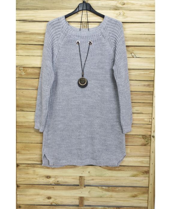LARGE SIZE SWEATER JEWEL INTEGRATED 4096 GREY