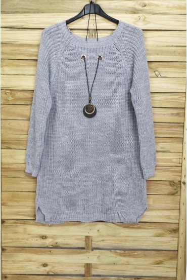 GRANDE TAILLE PULL BIJOU INTEGRE 4096 GRIS