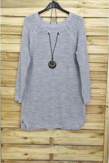 LARGE SIZE SWEATER JEWEL INTEGRATED 4096 GREY