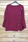 LARGE SIZE SWEATER HAS BUTTONS 5007 BORDEAUX