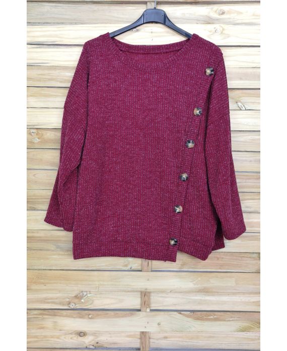 LARGE SIZE SWEATER HAS BUTTONS 5007 BORDEAUX