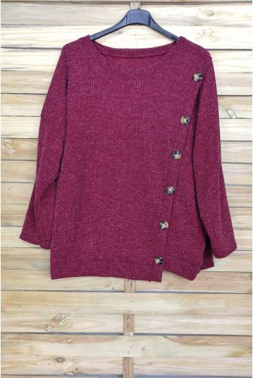 GRANDE TAILLE PULL A BOUTONS 5007 BORDEAUX