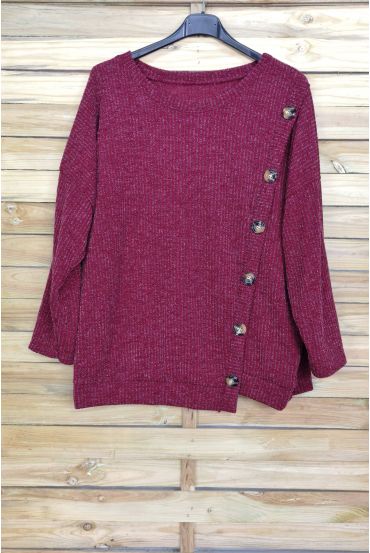 LARGE SIZE SWEATER HAS BUTTONS 5007 BORDEAUX