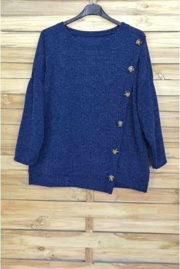 GRANDE TAILLE PULL A BOUTONS 5007 BLEU MARINE