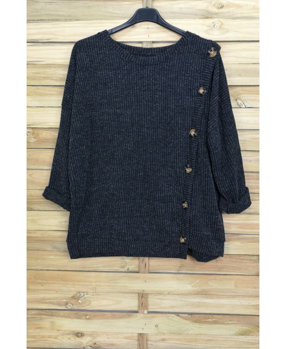 LARGE SIZE SWEATER HAS BUTTONS 5007 BLACK